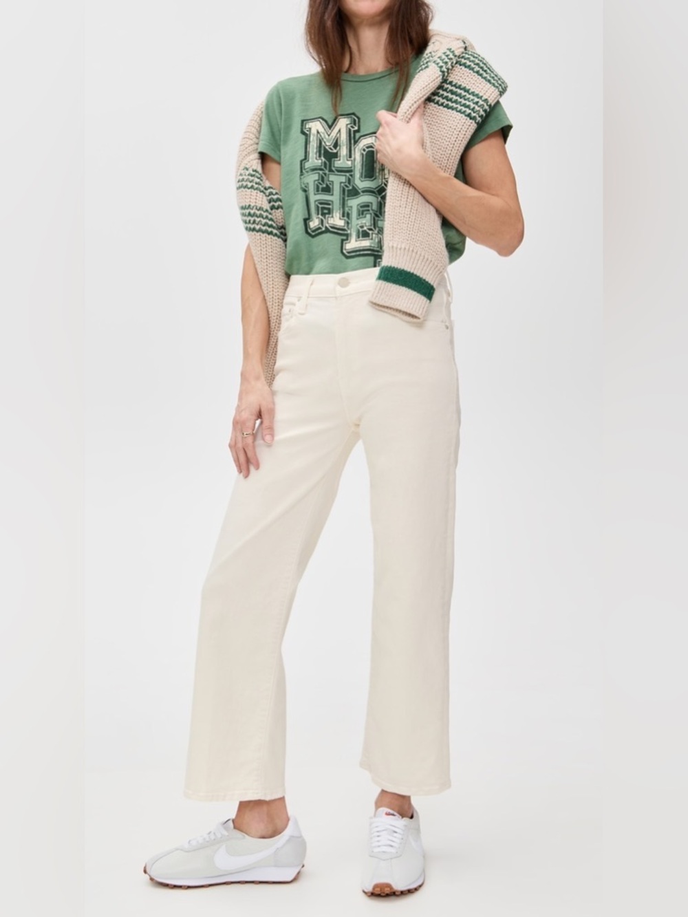 MOTHER, Rambler Zip Ankle Jeans, CREAM, size 33